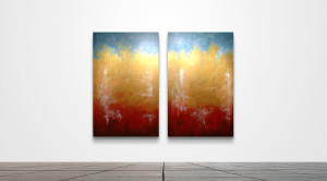 Ochre Scape 77  /   30" x 48" Diptych   /   Acrylic on canvas