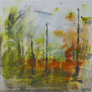 Green, blue and orange modern abstract art 125 Painting by Andy Hahn